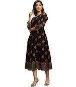 Black Rayon Printed stitched  KurtI