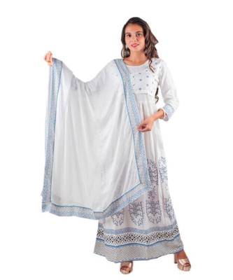 White Rayon Printed stitched  KurtI 2