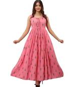 Pink Rayon Printed stitched  KurtI