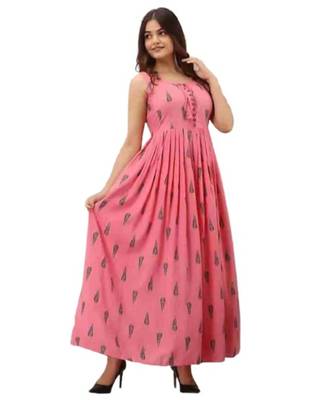 Pink Rayon Printed stitched  KurtI 3