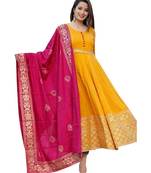 Yellow Rayon Printed stitched  KurtI