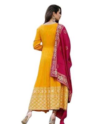Yellow Rayon Printed stitched  KurtI 2