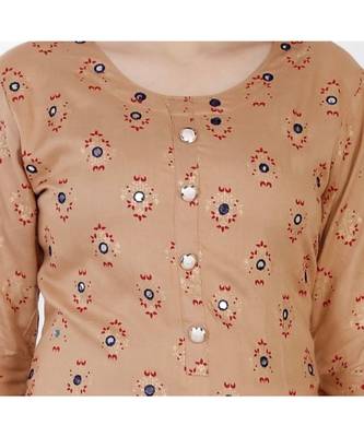 Brown Rayon Printed stitched  KurtI 4