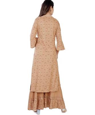 Brown Rayon Printed stitched  KurtI 5
