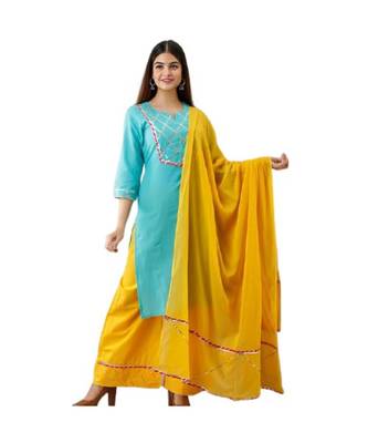Blue Rayon Gota Work stitched  KurtI 1