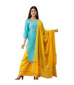 Blue Rayon Gota Work stitched  KurtI