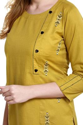 Yellow embroidered cotton embroidered-kurtis 3