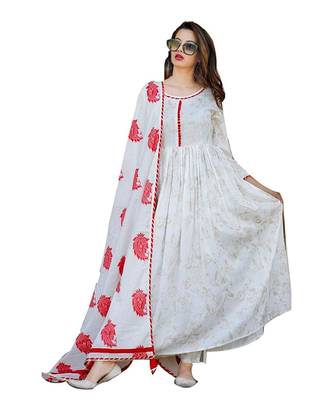 White Rayon Printed stitched  KurtI 2