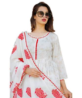 White Rayon Printed stitched  KurtI 4
