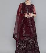 Kvsfab Magenta Embellished Semi-Stitched Lehenga & Unstitched Blouse With Dupatta