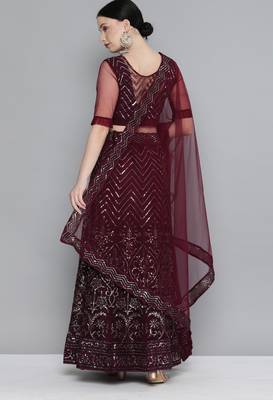 Kvsfab Magenta Embellished Semi-Stitched Lehenga & Unstitched Blouse With Dupatta 2