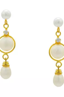 White pearl earrings