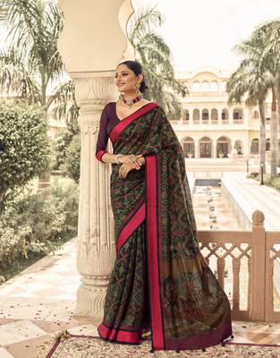Black printed brasso saree with blouse 1