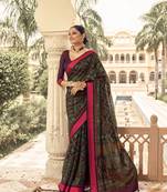 Black printed brasso saree with blouse