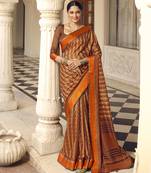 Mustard printed brasso saree with blouse