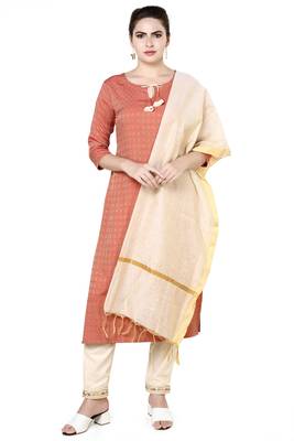 Beige plain rayon party-wear-kurtis 1