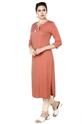 Beige plain rayon party-wear-kurtis 2