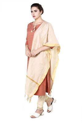 Beige plain rayon party-wear-kurtis 3