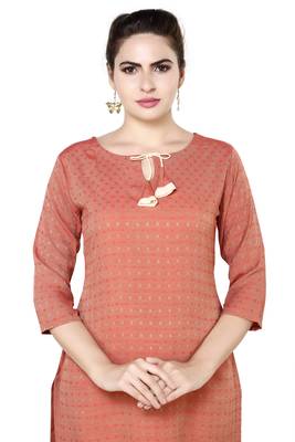 Beige plain rayon party-wear-kurtis 4