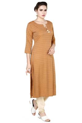 Brown plain rayon party-wear-kurtis 3