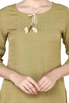Dark-green plain rayon party-wear-kurtis 4