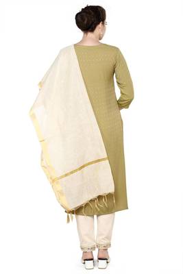 Dark-green plain rayon party-wear-kurtis 5