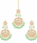 Green cubic zirconia maang-tikka