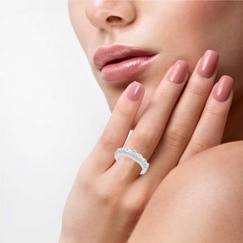 Chain design Diamond Studded Rhodium Plated Brass Ring for Women and Girls 2