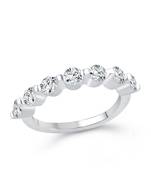 Solitaire Diamond Studded Rhodium Plated Brass Ring for Women and Girls