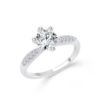 Charming Solitaire Rhodium Plated Brass Ring for Women and Girls 1