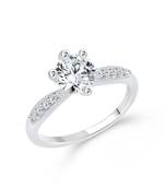 Charming Solitaire Rhodium Plated Brass Ring for Women and Girls