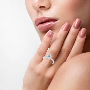 Charming Solitaire Rhodium Plated Brass Ring for Women and Girls 2