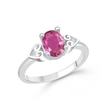 Pink Ruby Diamond Stuuded Rhodium Plated Brass Ring for Women and Girls 1