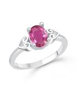 Pink Ruby Diamond Stuuded Rhodium Plated Brass Ring for Women and Girls