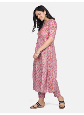 Grey Floral Printed Kurta With Pant And Dupatta 12