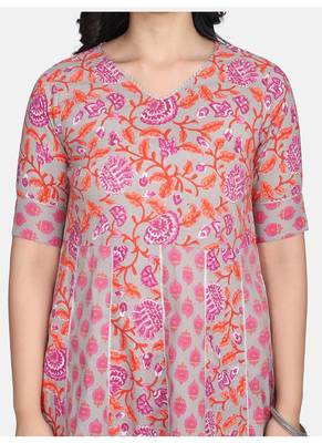 Grey Floral Printed Kurta With Pant And Dupatta 13