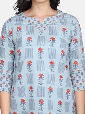 Blue Printed Kurta With Pant And Dupatta 9