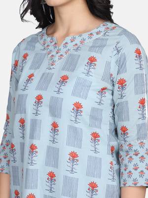 Blue Printed Kurta With Pant And Dupatta 13
