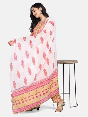 Yellow Floral Printed Kurta With Pant And Dupatta 13