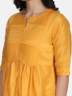 Mustard Solid Kurta With Pant And Chandheri Dupatta 12
