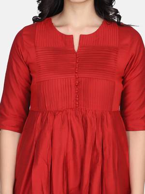 Red Solid Kurta With Pant And Chandheri Dupatta 9