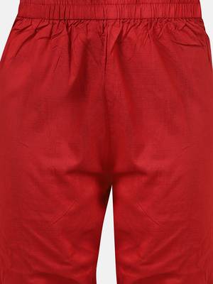 Red Solid Kurta With Pant And Chandheri Dupatta 10