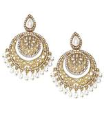 White kundan Yellow Gold Alloy   Pair of Earring