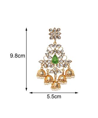 Green kundan Yellow Gold Alloy   Pair of Earring 3