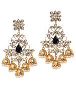 Black kundan Yellow Gold Alloy   Pair of Earring