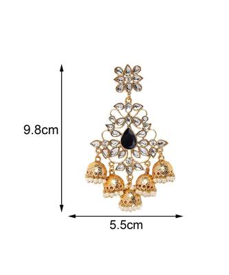 Black kundan Yellow Gold Alloy   Pair of Earring 3