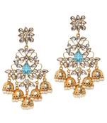 Blue kundan Yellow Gold Alloy   Pair of Earring