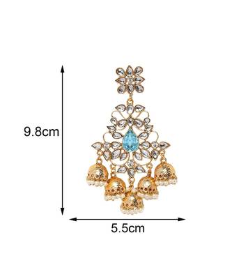 Blue kundan Yellow Gold Alloy   Pair of Earring 3