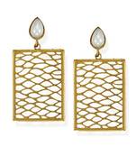 White kundan Yellow Gold Alloy   Pair of Earring