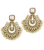 White kundan Yellow Gold Alloy   Pair of Earring